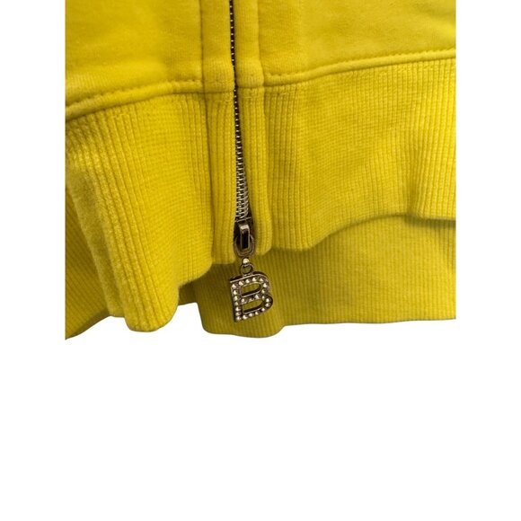 BCBG Yellow Hoodie Women’s Large Rhinestone Detail Full Zip Hooded Sweatshirt - Picture 3 of 7